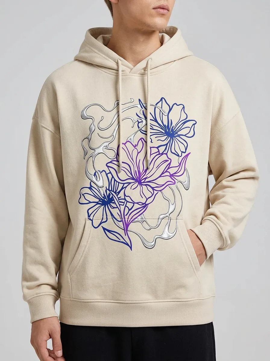 Unisex Floral Liquid Metal Hoodie