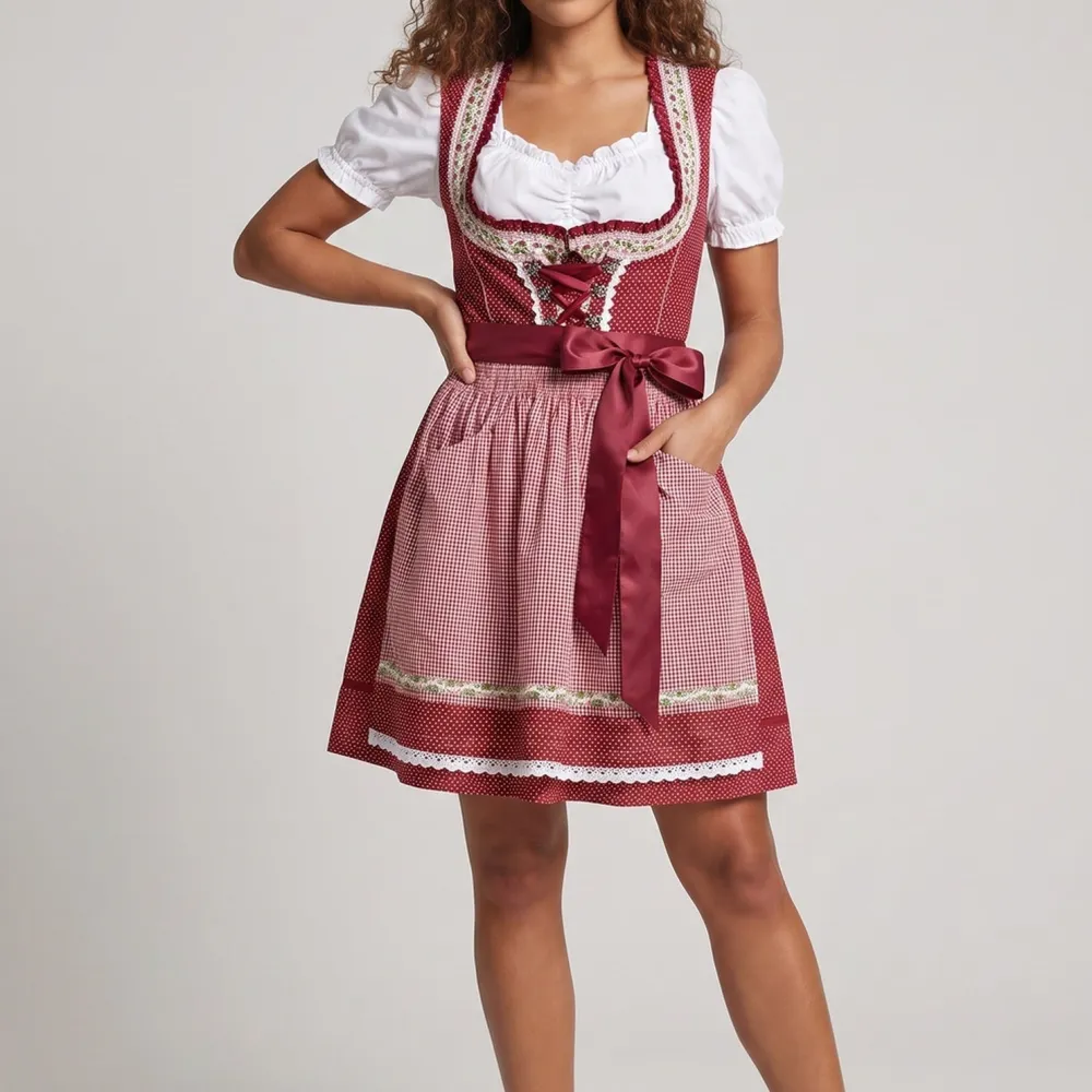 Women's Bodycon Ruffled Dirndl-Inspired Dress