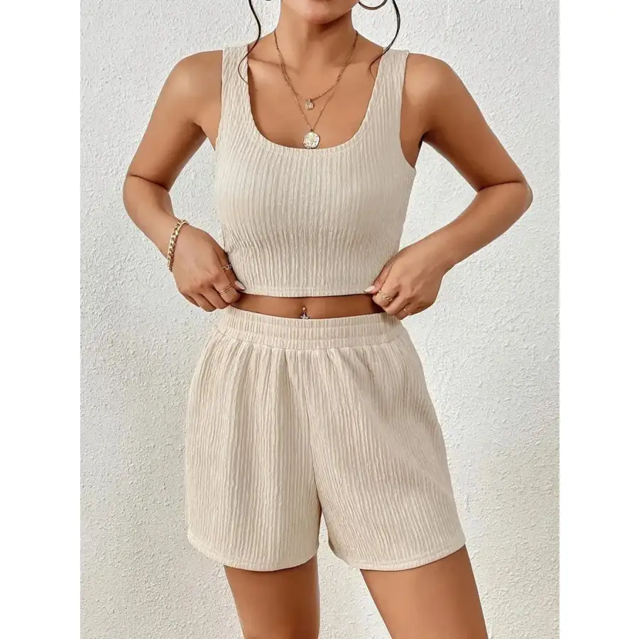 Scoop Neck Top and Shorts Set