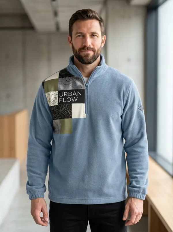 Half-Zip Topographic Geometric Men's Half-Zip Sweatshirt