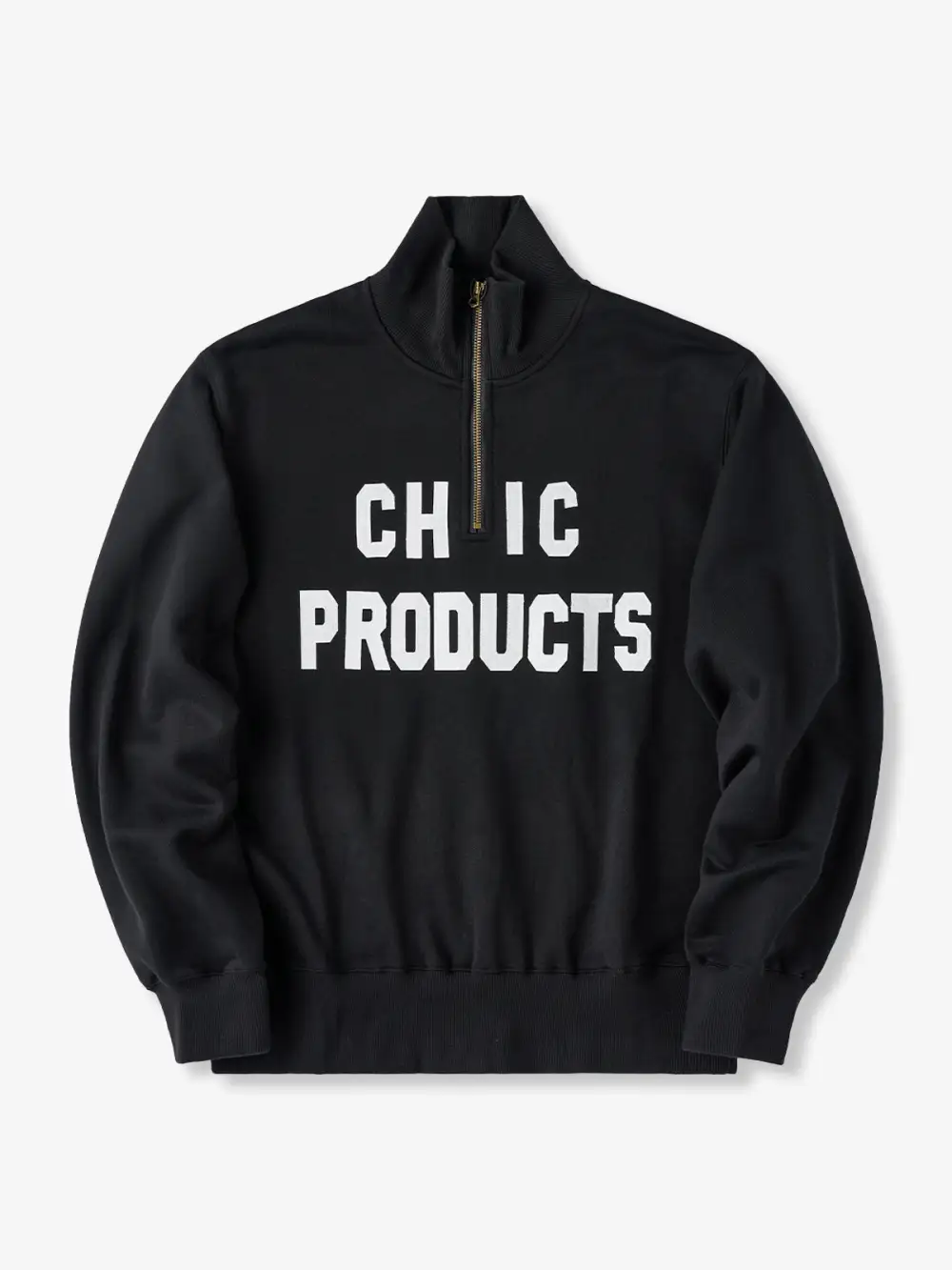 Heavyweight Half-Zip Embroidered Stand-Collar Sweatshirt