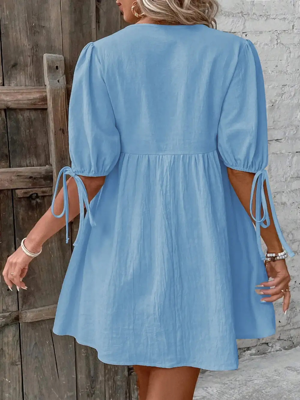 V Neck A Line Mini Dress