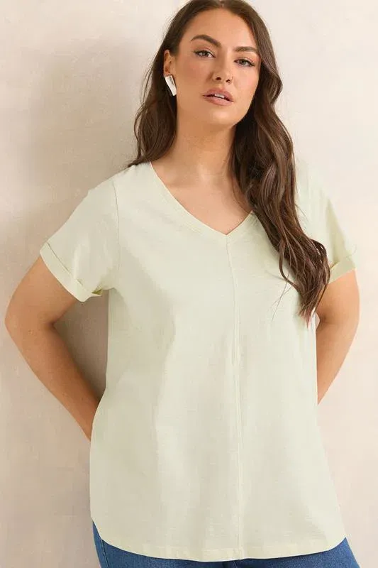 Natural V-Neck Cotton T-Shirt