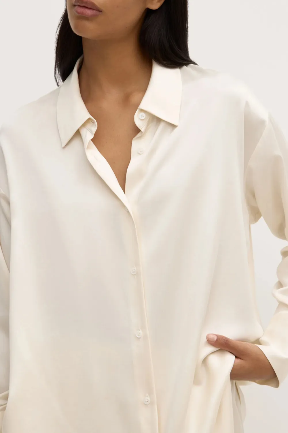 Solid Color Loose Silk Shirt