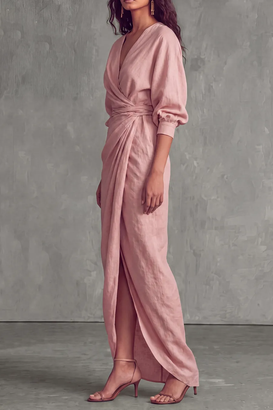 Plunge Neck Slit Maxi Dress
