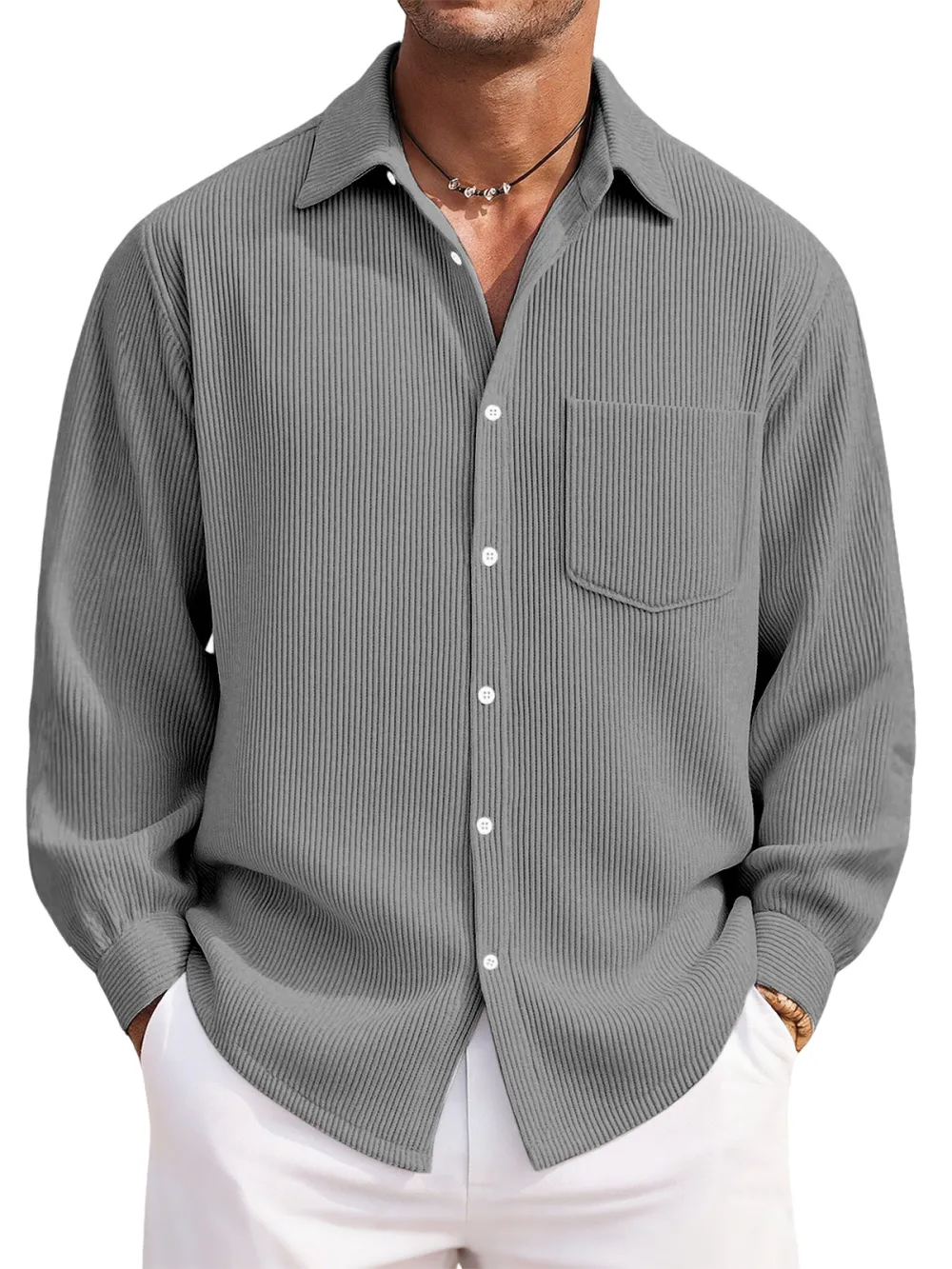Corduroy Button Front Shirt