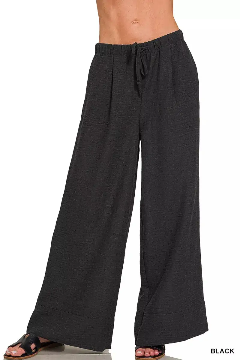 Drawstring Pocketed Casual Everyday Pants