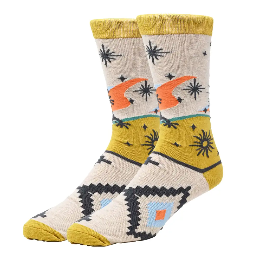Playful Cotton Blend Nature Motif Crew Socks