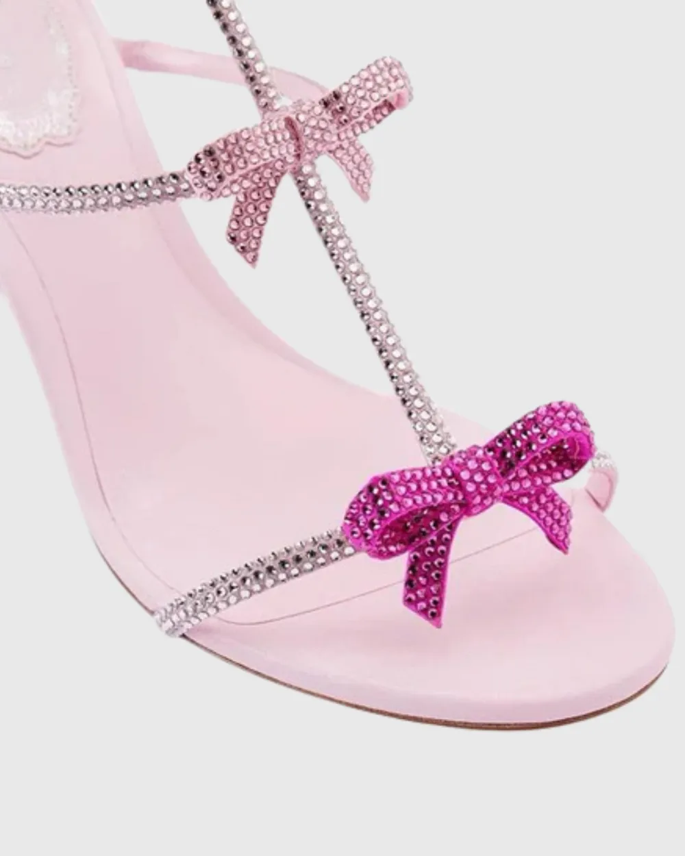 Rhinestone Bow Strap Sandals in Pink