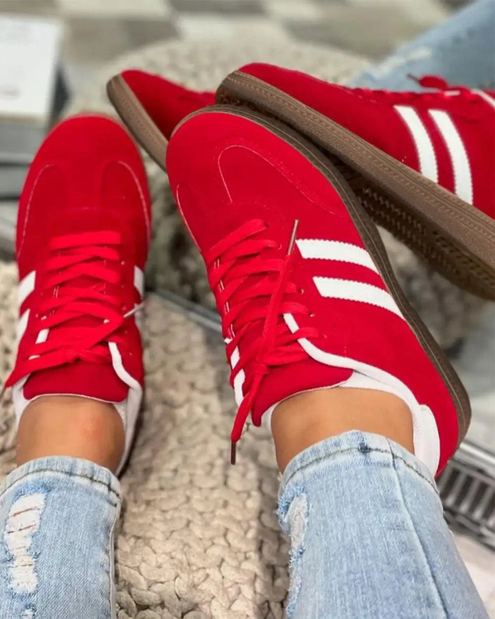 Vintage Inspired Striped Casual Sneakers