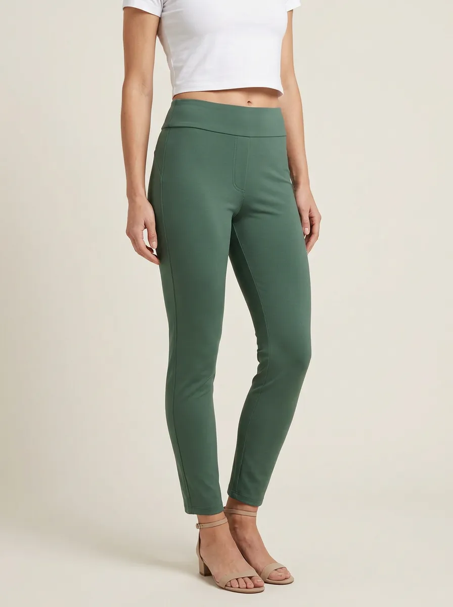 Lightweight-Look Mid-Rise Stretch Pants