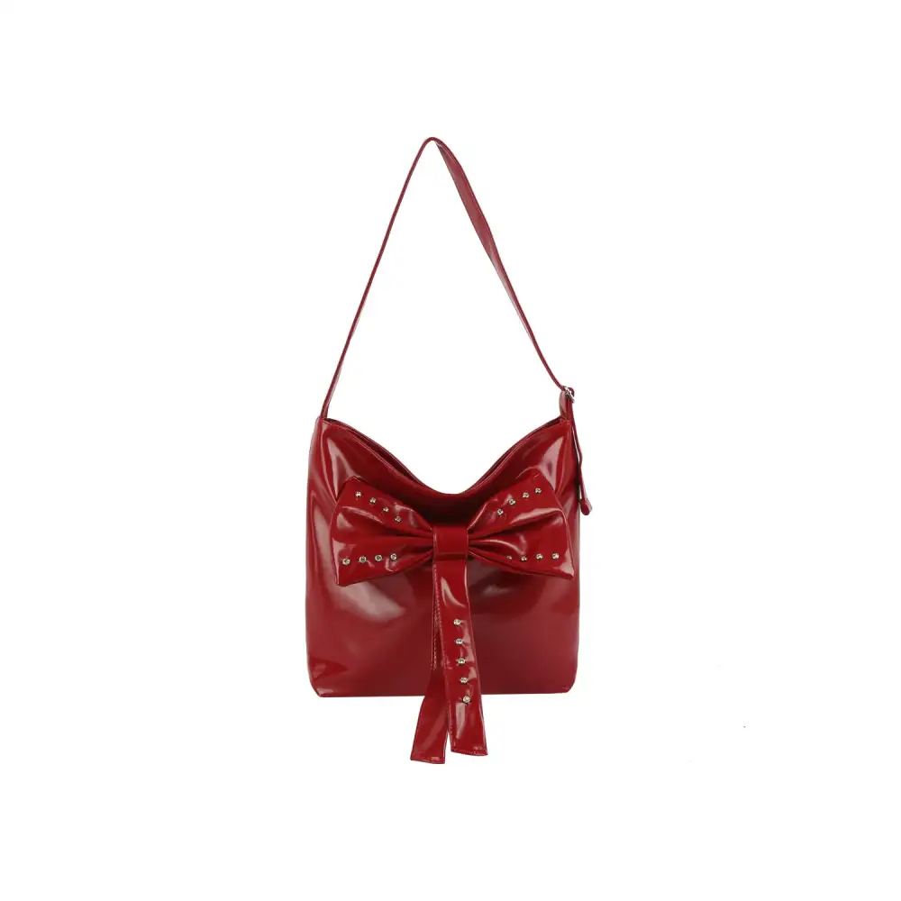 Studded Faux Leather Hobo Shoulder Bag