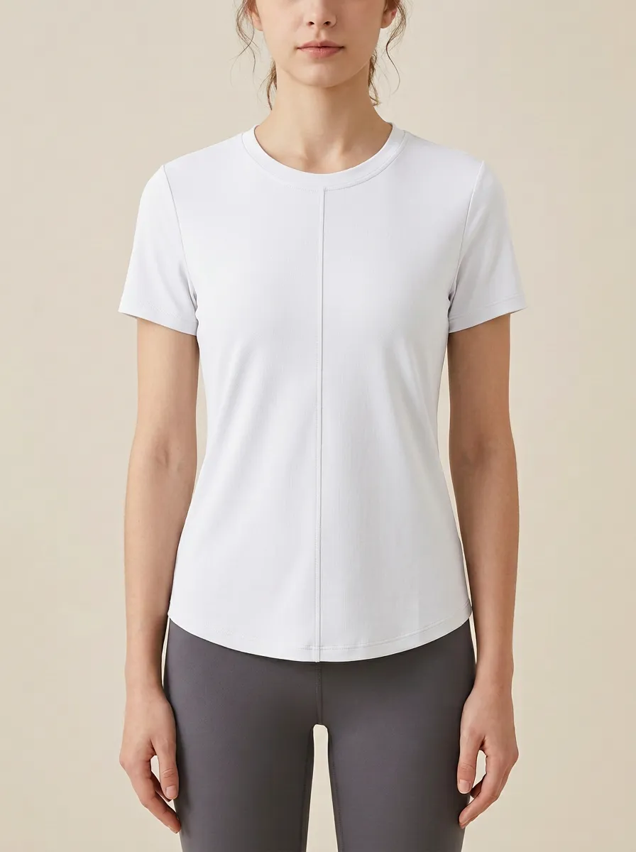 Women's Center-Seam Curved-Hem Crewneck T-Shirt