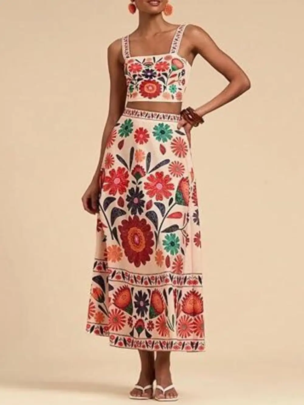 Smart Cropped Printed Silhouette Coordinated Set