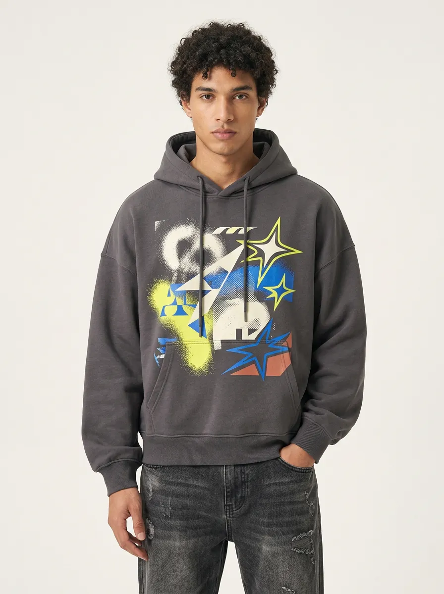 Unisex Y2K Streetwear Star Graffiti Hoodie