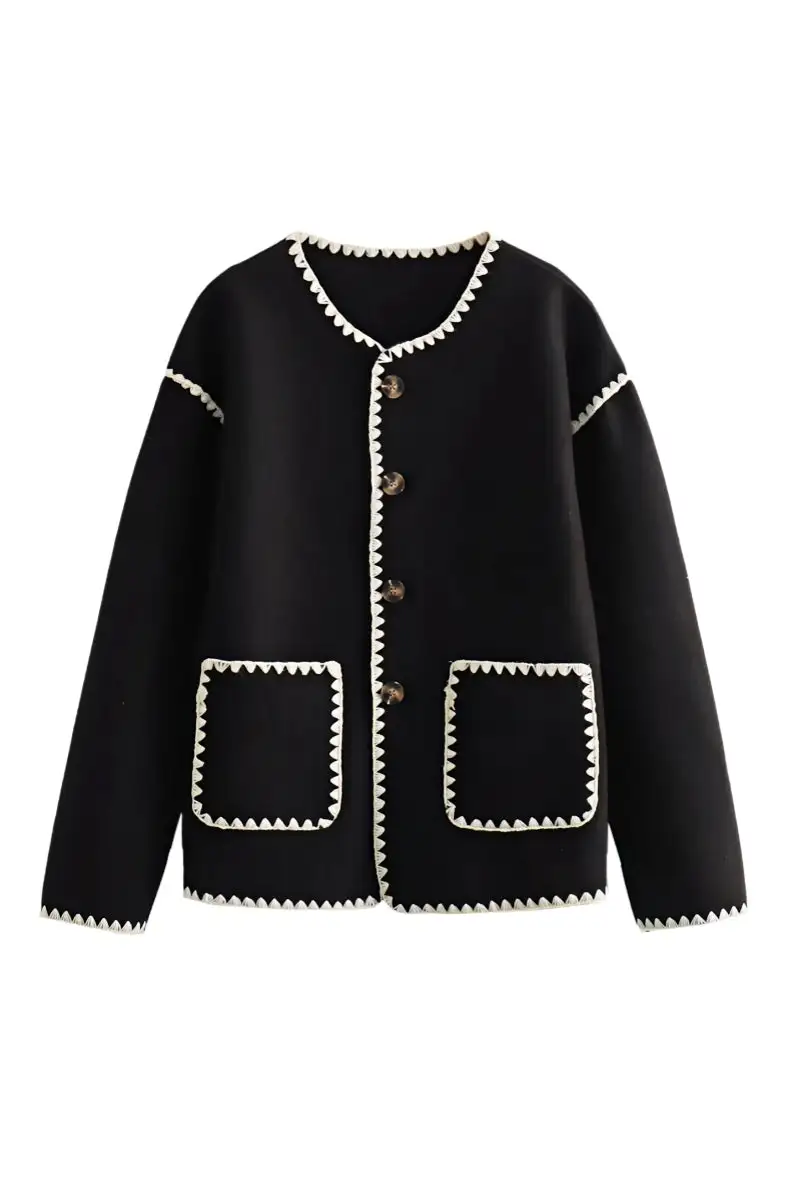 Relaxed V-Neck Long Jacket