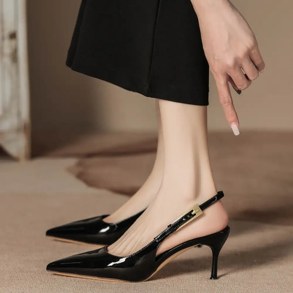 Glossy Finish Stiletto Sandals