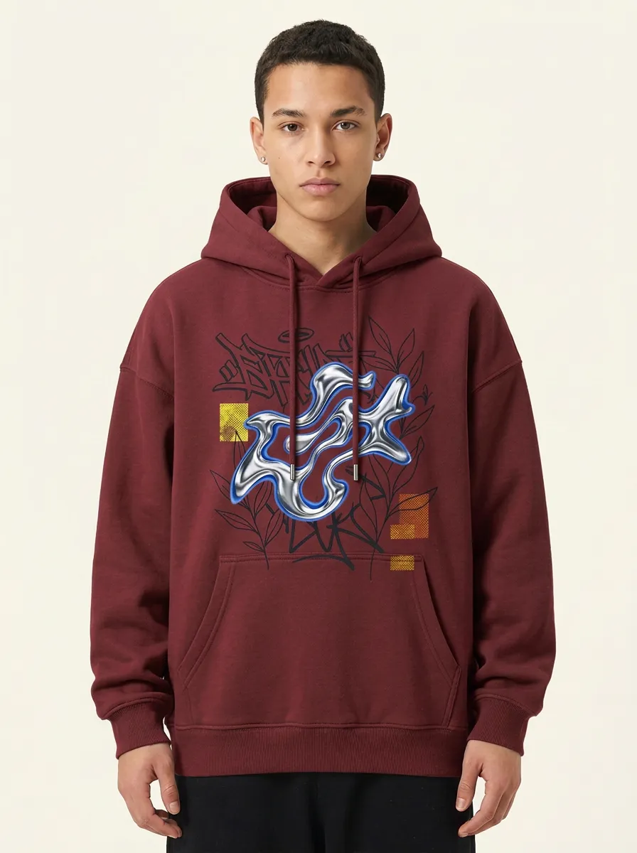Unisex Urban Liquid Metal Street Art Hoodie