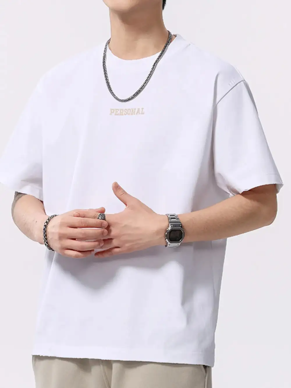 Polyester-Blend Letter Round-Neck Short-Sleeve T-Shirt