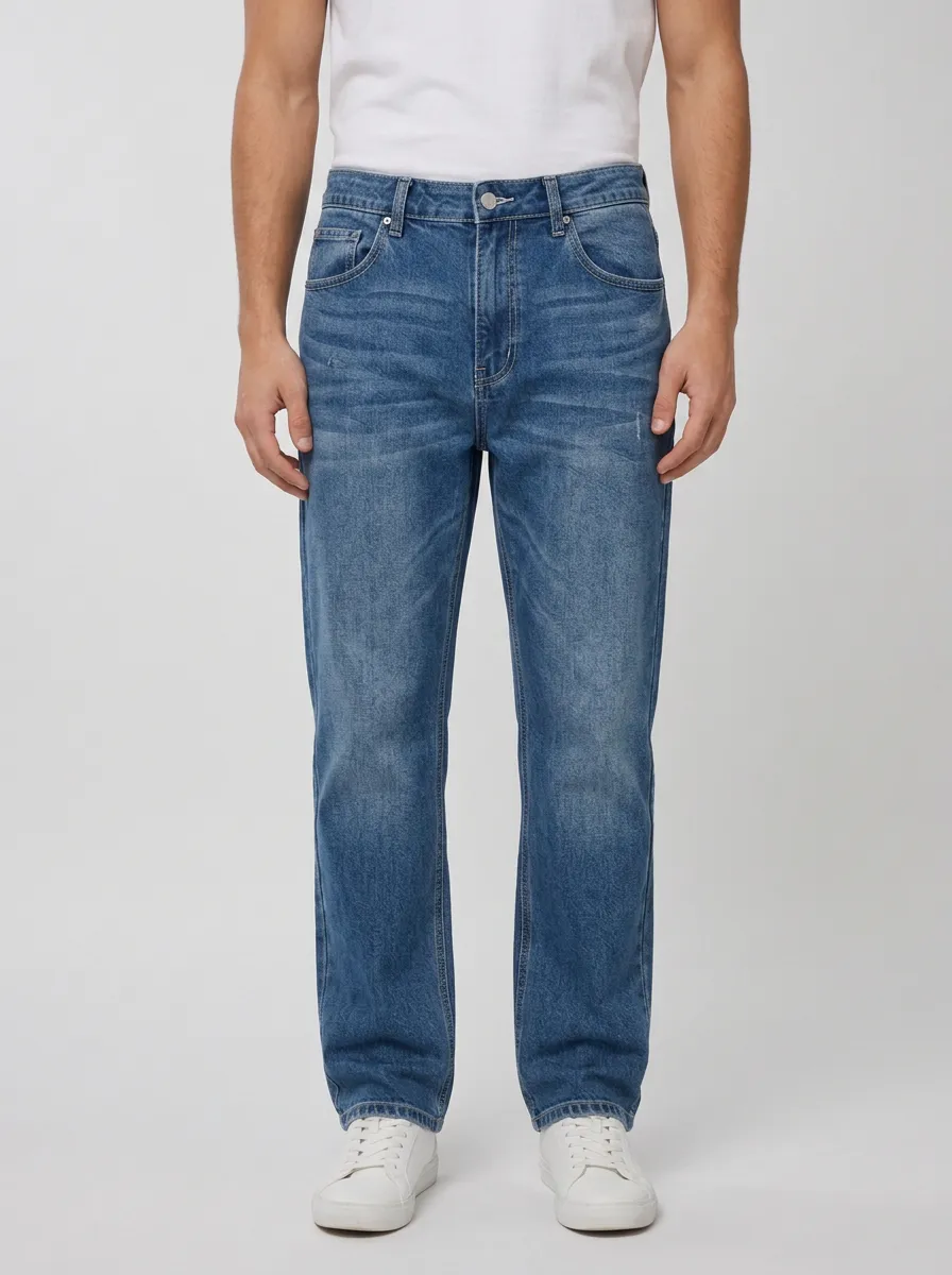 Men's Casual Daily Wear Distressed Blue Denim Jeans