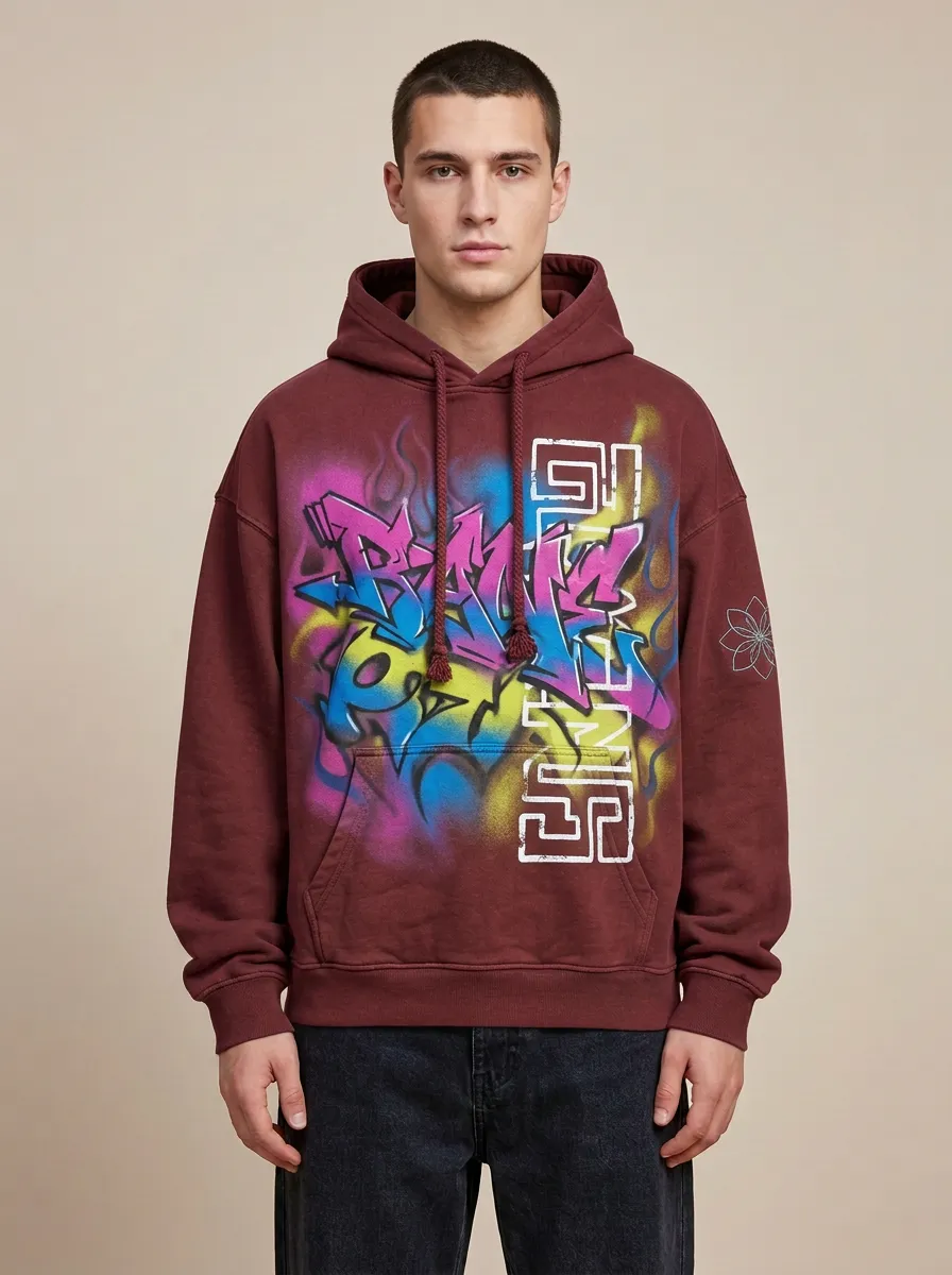Unisex Streetwear Graffiti Flame Art Graphic Hoodie