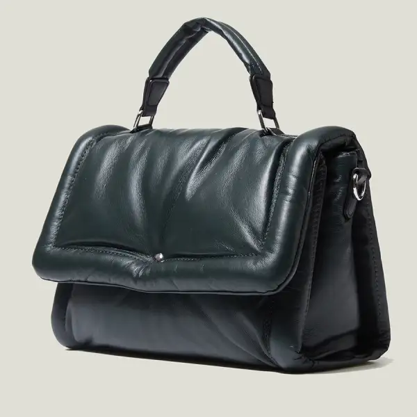 Retro One-Shoulder PU Leather Handbag Horizontal Square