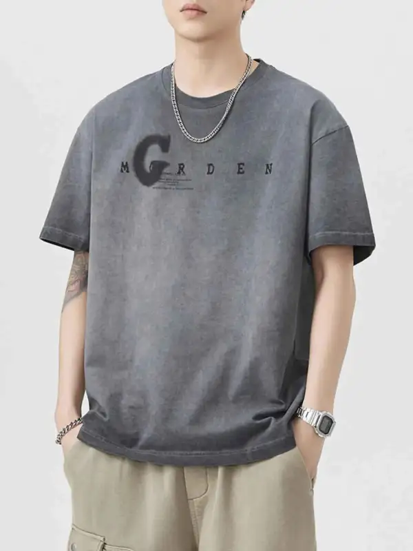 Soft Touch Letter Round Neck Short Sleeve T-Shirt