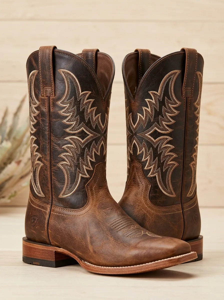 Men's Desert Inspired Western Cowboy Embroidered Distressed Cowboy Boots