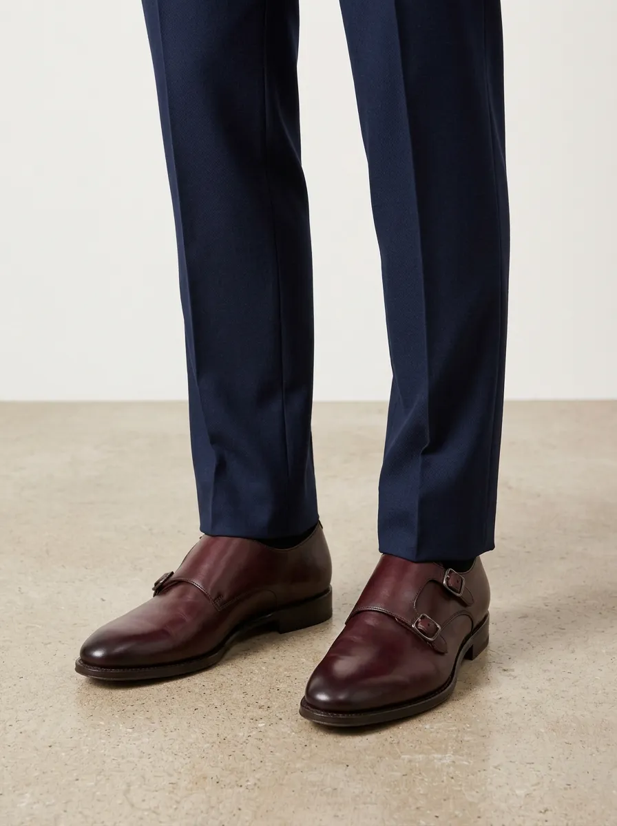 Men's Classic Double Monk Strap Leather Shoes