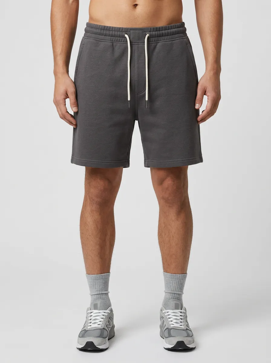 Men's Casual Athletic Charcoal Grey Drawstring Sweat Shorts
