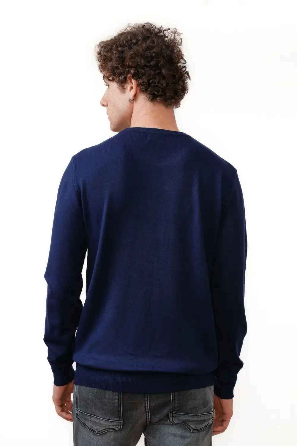 Diamond Pattern Regular Fit Viscose Crew Neck Sweater