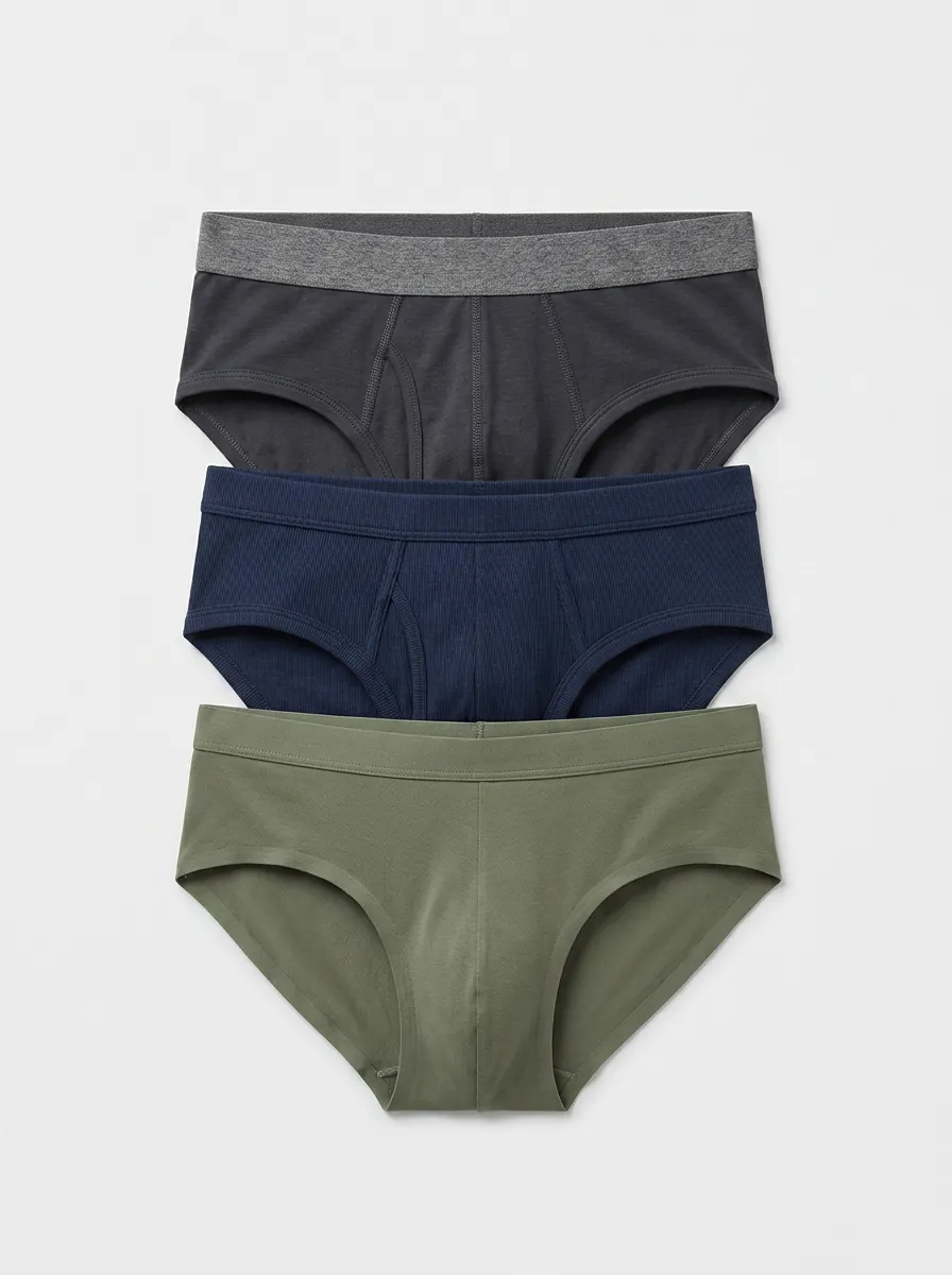 Men's Multi-color Solid Cotton Briefs Underwear Set