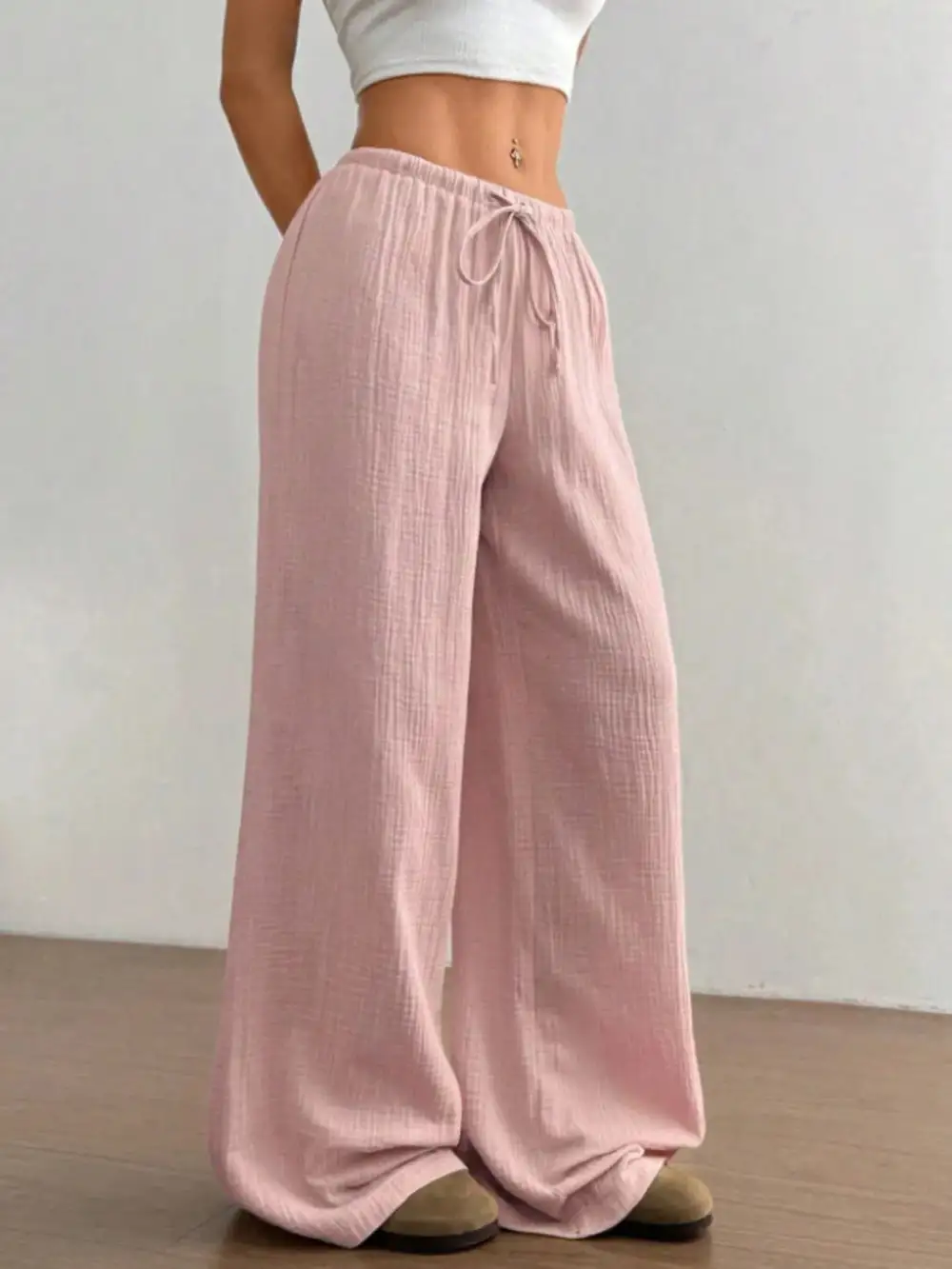 Polished Wide Leg Drawstring Pants