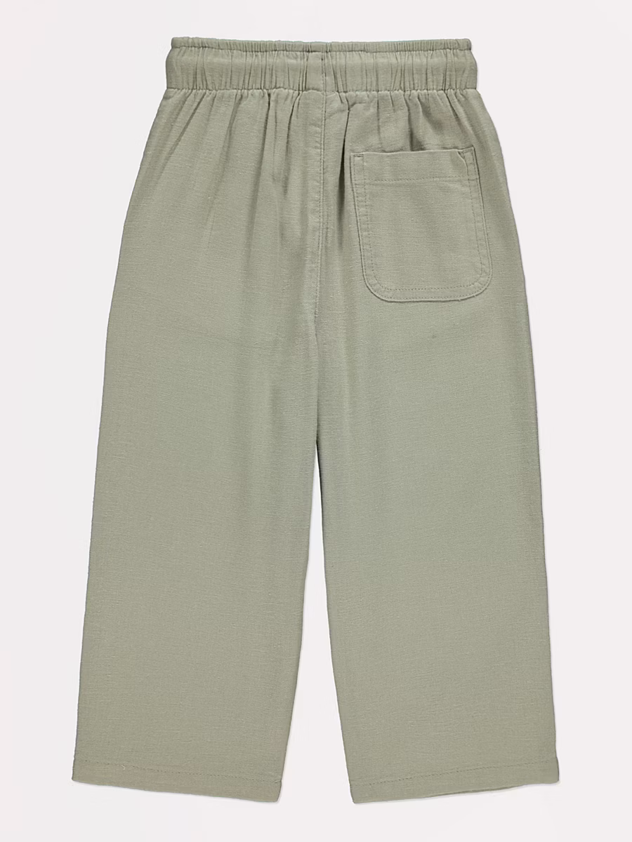 Sage Green Trousers with Linen detail 2