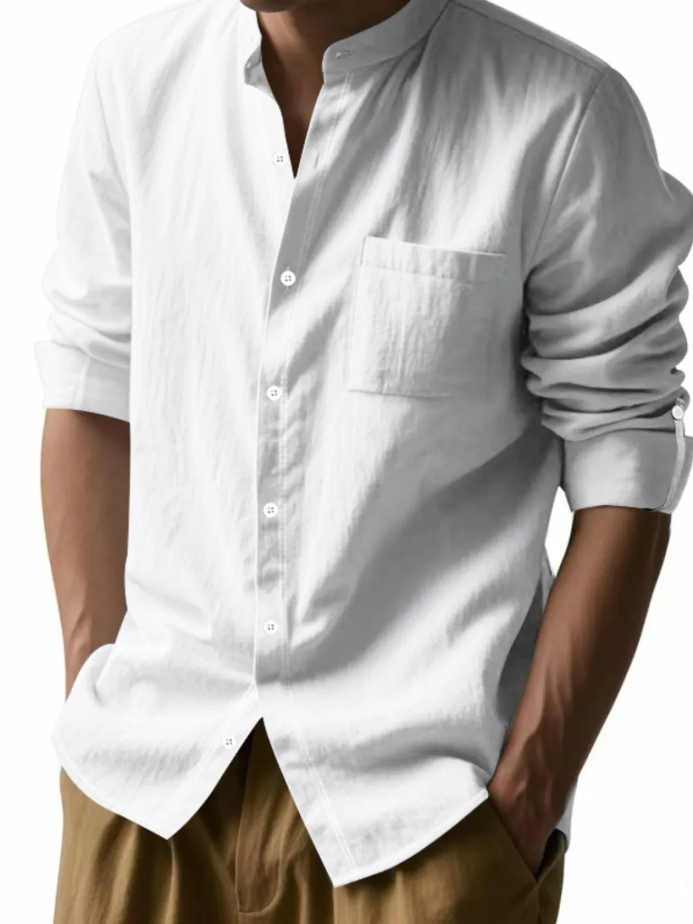 Polyester Button Down Long Sleeve Shirt