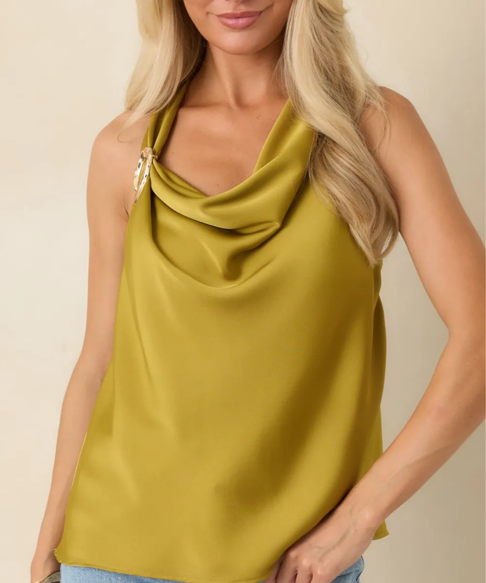 Sleeveless Denim Satin Top