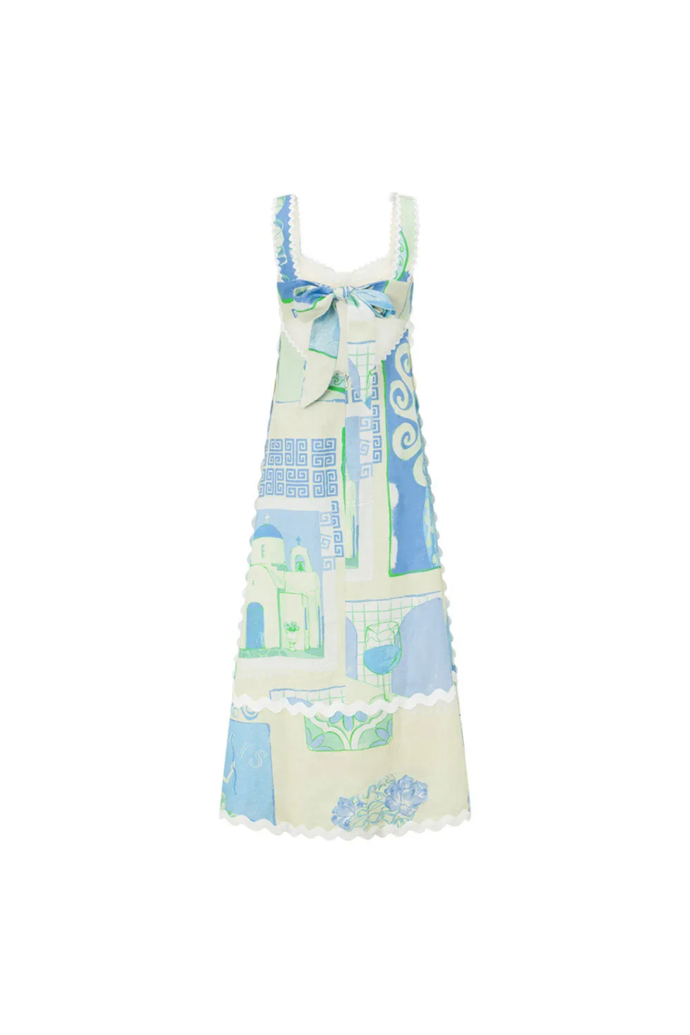 Patchwork Print Sleeveless Maxi Dress