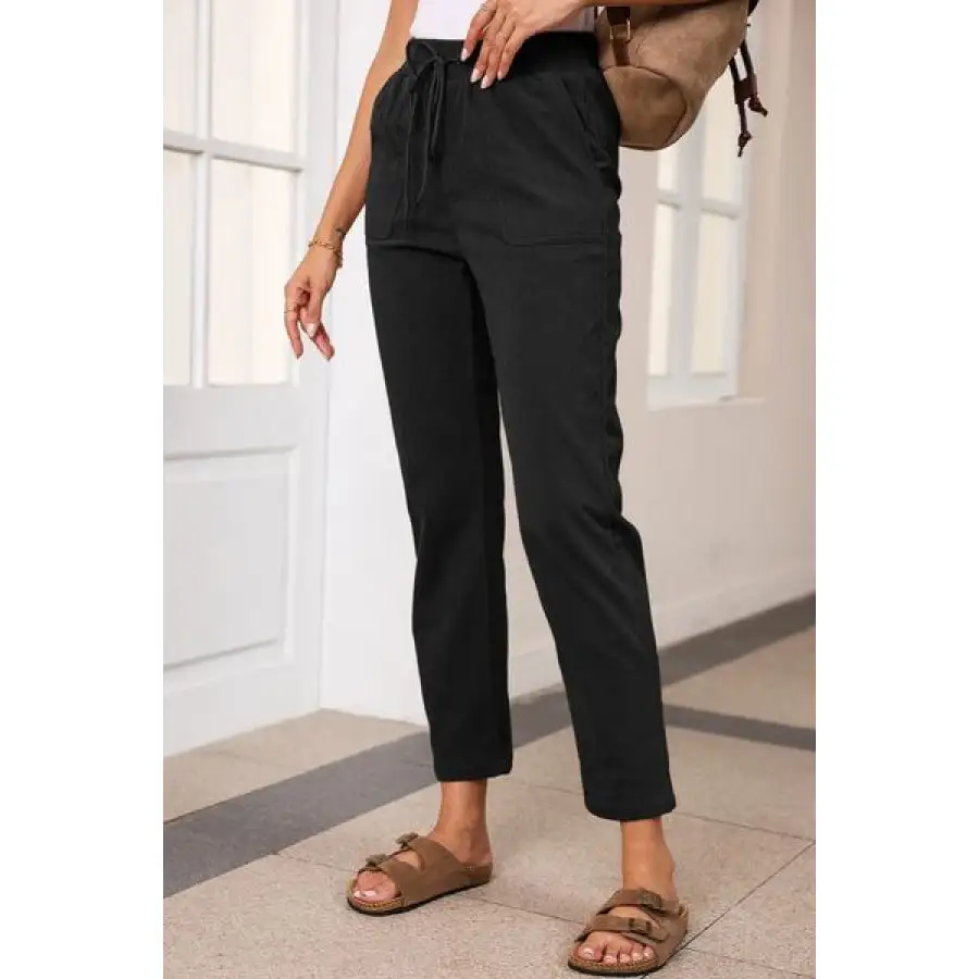 Classic Drawstring Straight Pants with Pockets