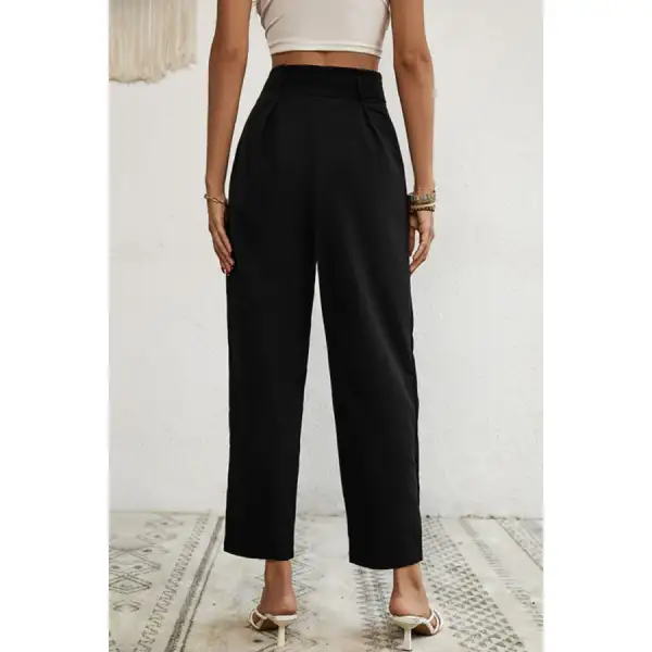 Buttoned Tie Waist Cropped Pants