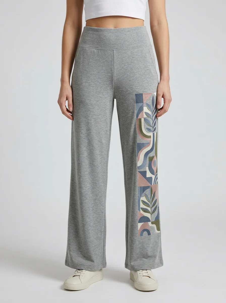 Women's Abstract Botanical Geometric Graphic Wide Leg Pants