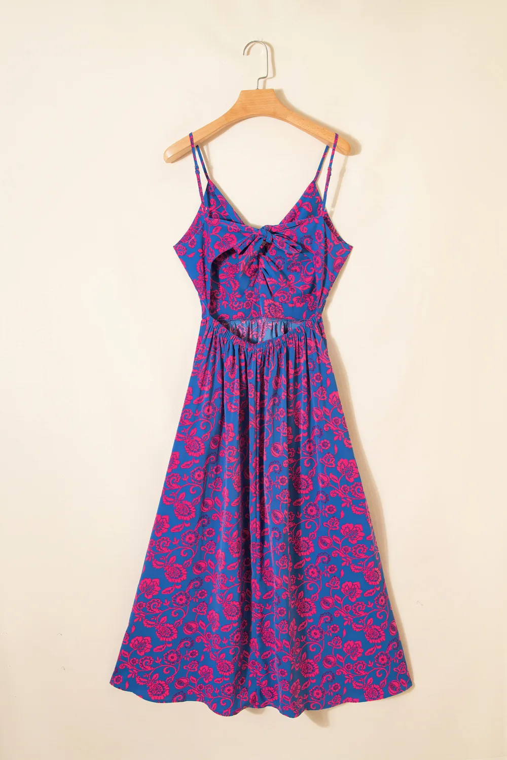 Blue Floral Tie Back Maxi Dress