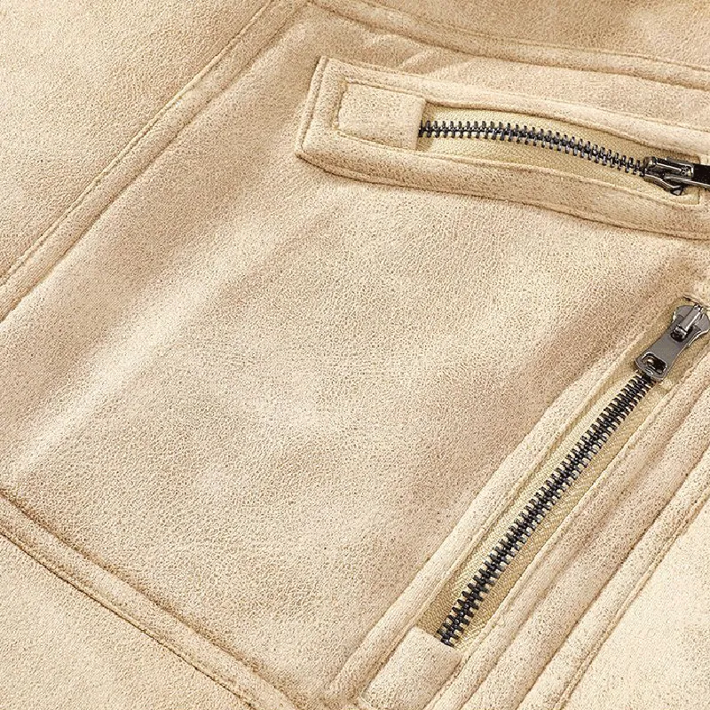 Textured Faux Leather Bomber Jacket