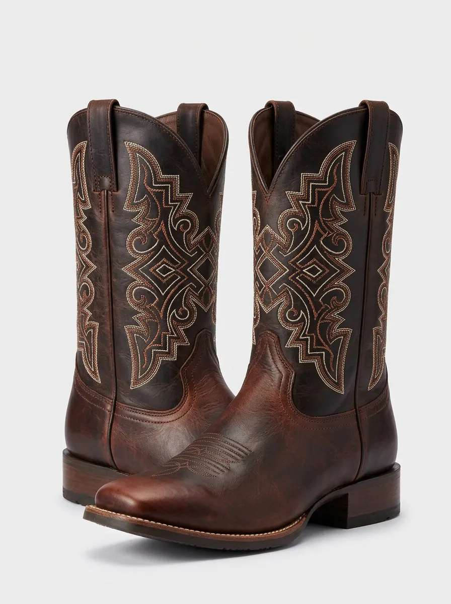 Unisex Frontier Heritage Embroidered Statement Western Cowboy Boots