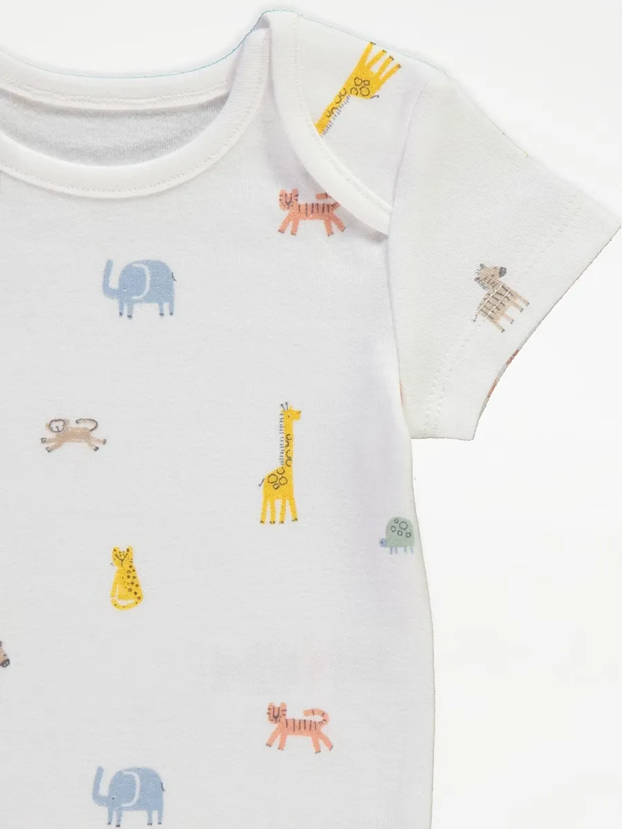 Bright Safari Short Sleeve Bodysuits 7 Pack