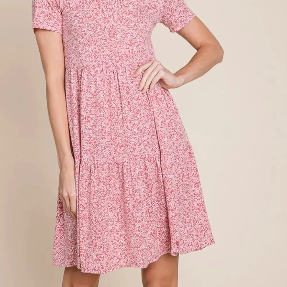 Printed Short Sleeve Mini Dress