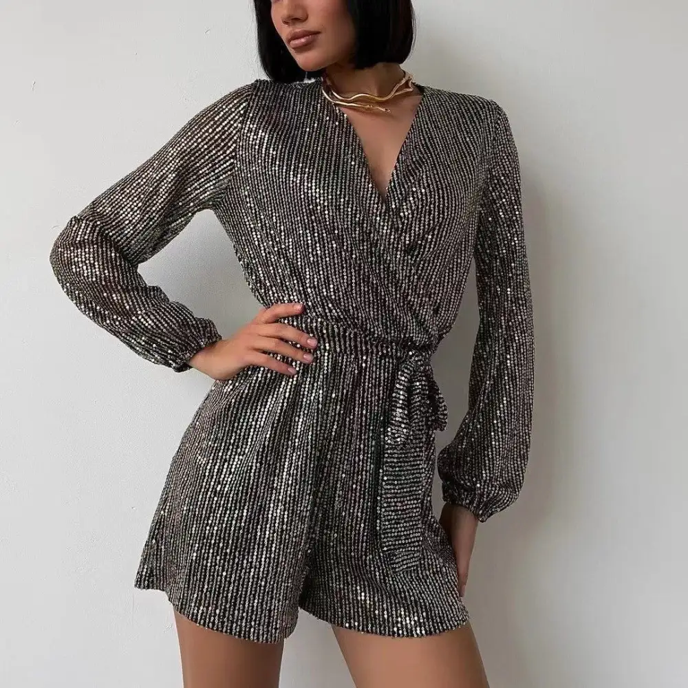 Everyday Draped Sequin Jumpsuit