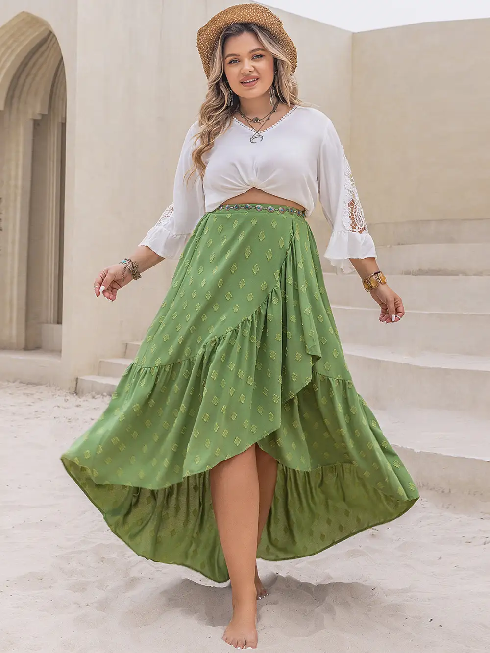 Ruffle Trim Low Skirt
