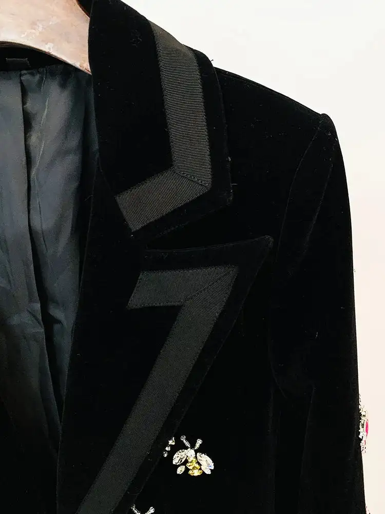 Beaded Velvet Embellished Blazer