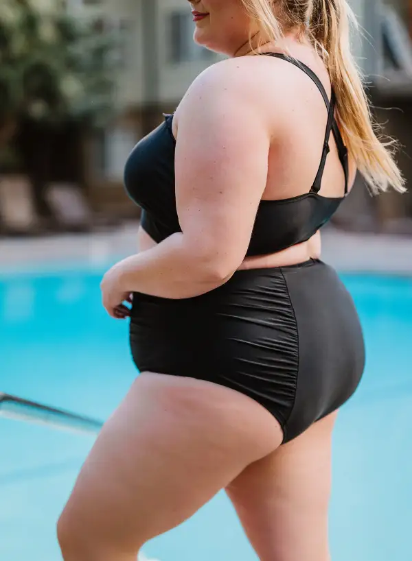 Swimwear Black Scalloped Detail High Waist Plus Size Bikini