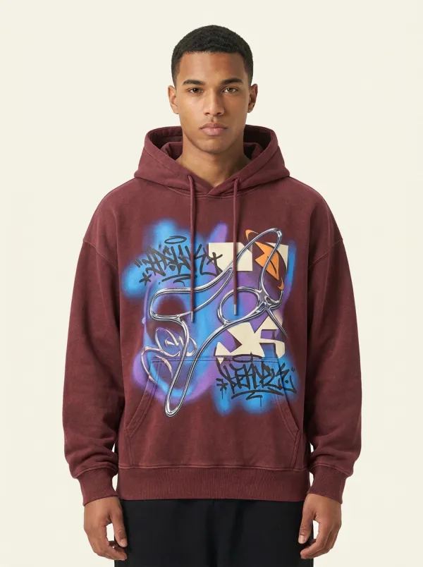 Unisex Streetwear Graffiti Chrome Abstract Hoodie